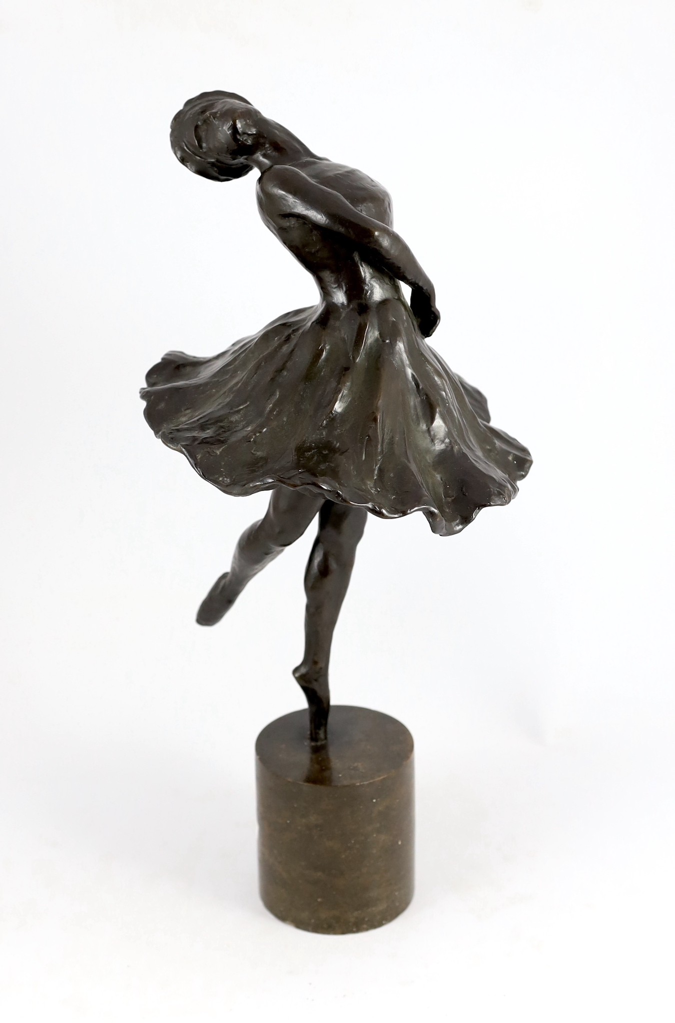 Serafin Nikolaevich Sud'binin (Russian, 1867-1944). A bronze figure of the ballerina Tamara Karsavina height 54cm